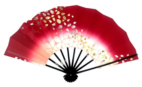 画像3: 舞扇 黒塗骨 9寸5分(約28.8cm) 桜 扇子箱なし (3)