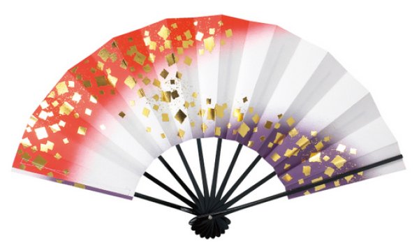 画像2: 舞扇 黒塗骨 9寸5分(約28.8cm) 小石 扇子箱なし (2)