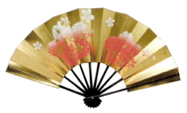 画像2: 舞扇 黒塗骨 9寸5分(約28.8cm) 桜 扇子箱なし (2)