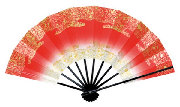 画像3: 舞扇  黒塗骨 9寸5分(約28.8cm)天地雲砂子 扇子箱なし 69101 69102 69103 69104 69105 69106 (3)