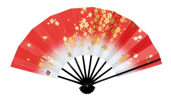 画像4: 舞扇 黒塗骨 9寸5分(約28.8cm) 桜 扇子箱なし 69087 69088 69089 (4)