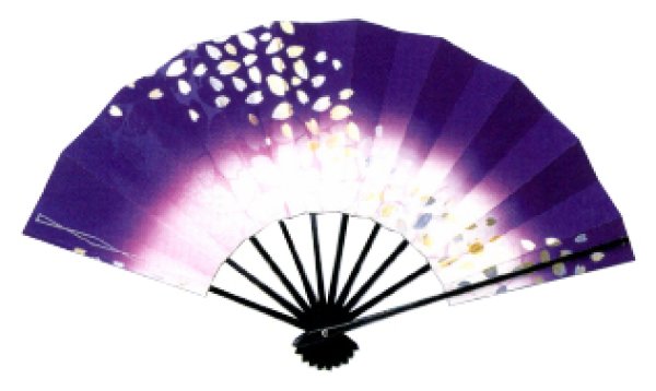 画像2: 舞扇 黒塗骨 9寸5分(約28.8cm) 桜 扇子箱なし (2)