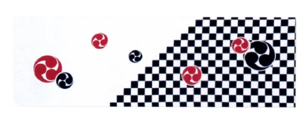 画像2: プリント手拭い 【市松・三つ巴】100cm(1本単位) (2)