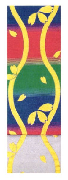 画像2: 女物 仕立四寸帯【立涌桜・網代風・檜垣・鶴・束ね熨斗・露芝・蝶・七宝花菱】s4412 s4413 s4414 s4415 s4416 (2)