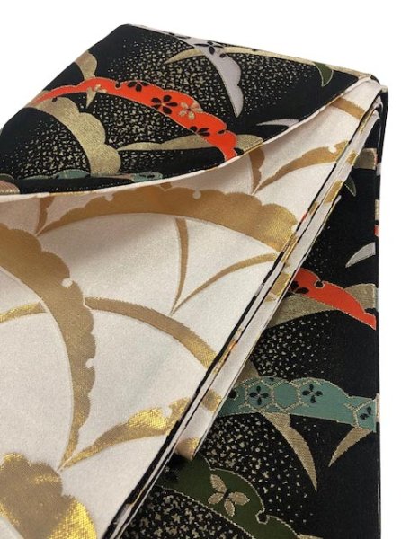 画像8: 女物　仕立四寸帯【雪輪・桜・藤・麻の葉・流線・流水】s4431 s4432 s4436 s4440 (8)