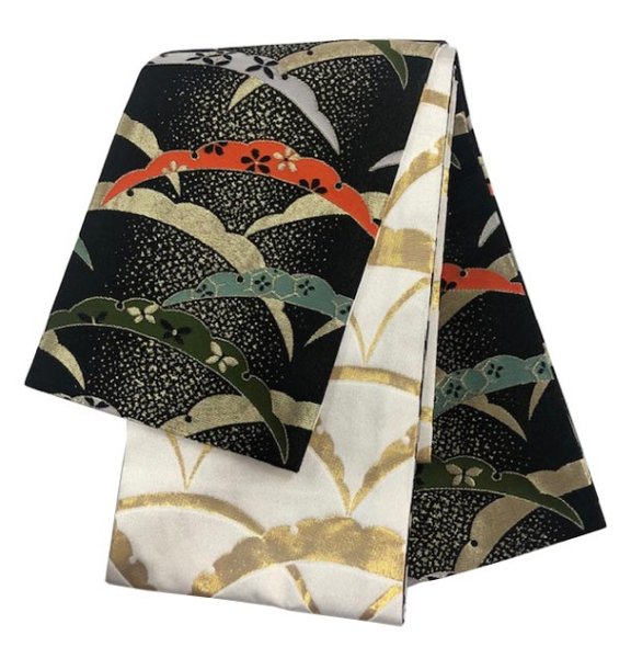 画像7: 女物　仕立四寸帯【雪輪・桜・藤・麻の葉・流線・流水】s4431 s4432 s4436 s4440 (7)