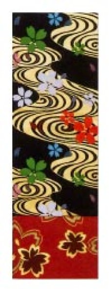 画像3: 女物 仕立四寸帯【流水桜・ねじり梅・扇子・立涌桜・流線・花籠風】s4417 s4418 s4419 s4420 s4421 (3)