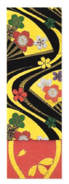 画像4: 女物 仕立四寸帯【流水桜・ねじり梅・扇子・立涌桜・流線・花籠風】s4417 s4418 s4419 s4420 s4421 (4)