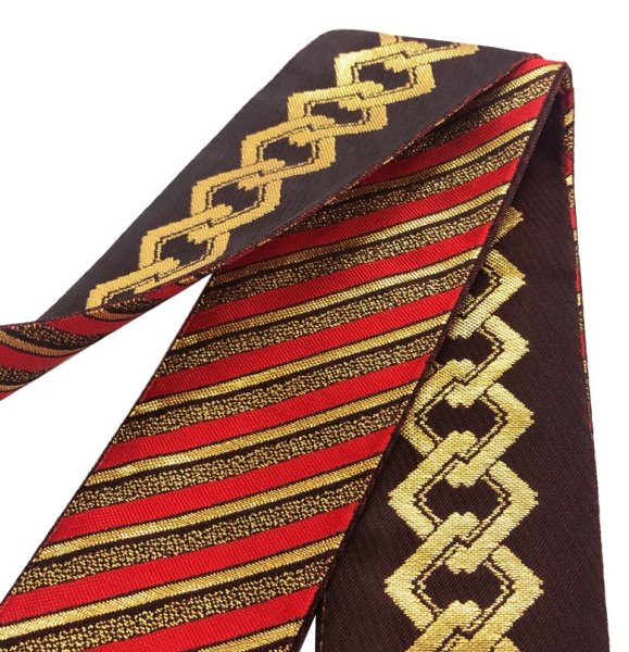 画像6: 金襴半纏帯(祭り法被腰紐)【左三つ巴・工字繋ぎ・青海波・吉原つなぎ・手綱】 61082 61083 61084 61085 (6)