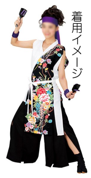 画像7: よさこい スリットパンツ 黒・白・ブルー・紫 M・L寸 60616 60617 60618 60619 (7)