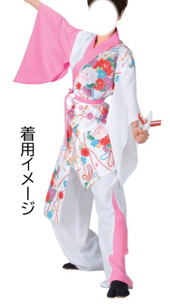 画像2: よさこいコスチューム(レディース)白・ピンク (2)