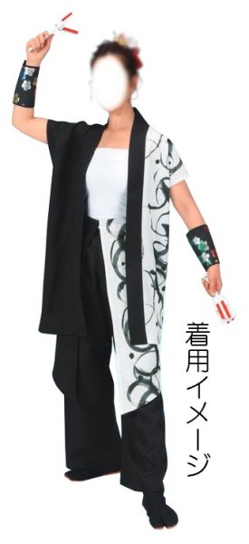 画像3: 前掛 蛇の目傘(和傘)水墨画風弧 (3)