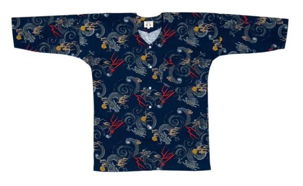 画像4: 鯉口シャツ 【龍】 M・L寸 黒系 青系 (4)