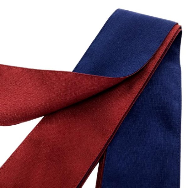 画像2: リバーシブル旅館用浴衣帯 紺/エンジ(5本1セット) (2)