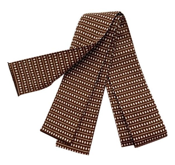 画像7: ソロバン玉 半纏帯(芯入り) 茶 巾約8cm 長さ約160cm・約260cm s21 s22 nm5306 (7)