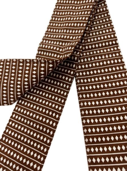 画像5: ソロバン玉 半纏帯(芯入り) 茶 巾約8cm 長さ約160cm・約260cm s21 s22 nm5306 (5)