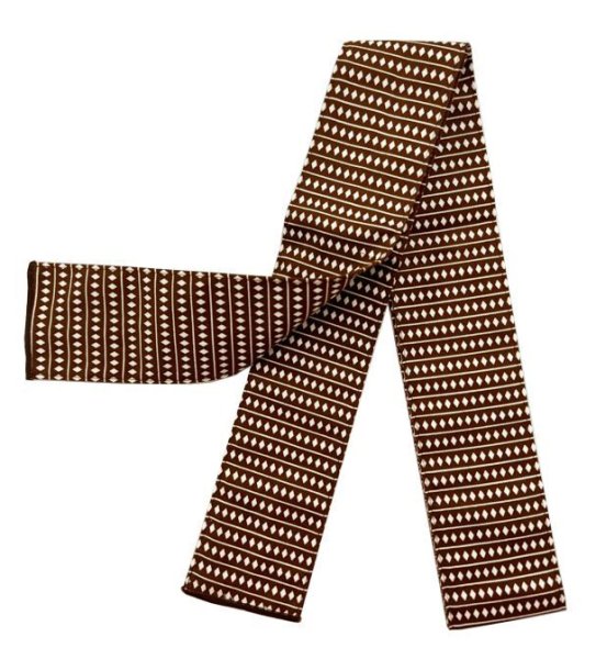 画像4: ソロバン玉 半纏帯(芯入り) 茶 巾約8cm 長さ約160cm・約260cm s21 s22 nm5306 (4)