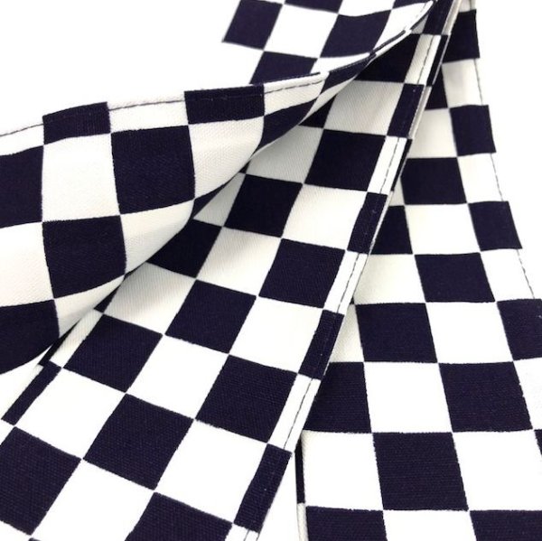 画像3: 半纏帯(芯なし) 【市松】 紺白・赤白 巾約7cm・長さ約260cm (3)