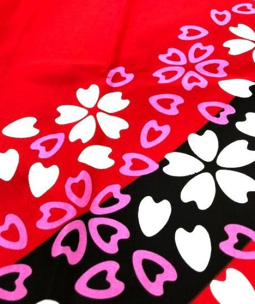 画像2: お祭り袖なし法被:半纏帯別売【桜】赤 (2)