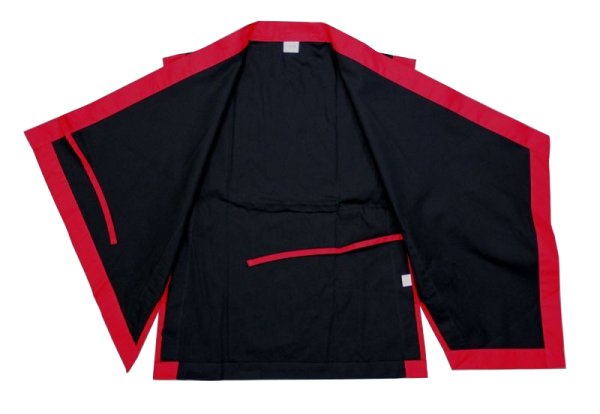 画像3: お祭り袖なし法被:半纏帯別売  黒(赤衿)・赤(黒衿) (3)