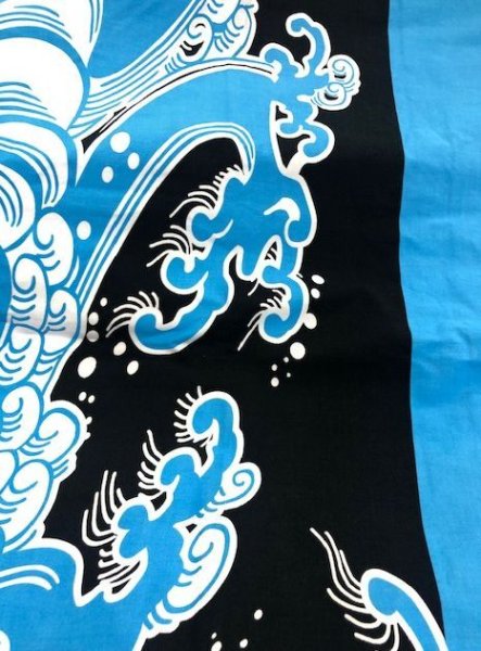 画像2: お祭り長法被・半纏帯別売 波 青系 (2)