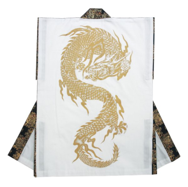 画像3: お祭り袖なし法被:半纏帯別売【龍】 黒・白・赤 edo6567 edo6568 edo6569 (3)