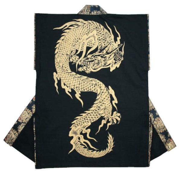 画像2: お祭り袖なし法被:半纏帯別売【龍】 黒・白・赤 edo6567 edo6568 edo6569 (2)