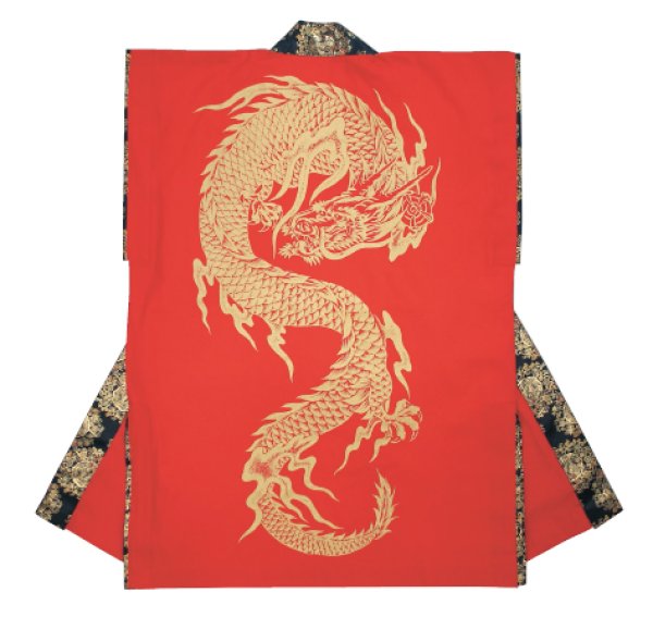 画像4: お祭り袖なし法被:半纏帯別売【龍】 黒・白・赤 edo6567 edo6568 edo6569 (4)