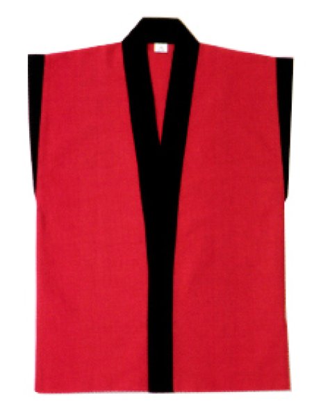 画像3: 大人用 お祭り袖なし法被:半纏帯別売  本体黒(赤衿・赤袖)・本体赤(黒衿・黒袖) (3)