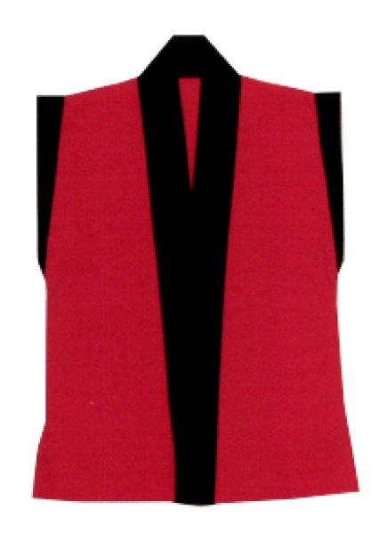 画像6: 子ども用 お祭り袖なし法被:半纏帯別売  本体黒(赤衿・赤袖)・本体赤(黒衿・黒袖) 選べる3サイズ (6)