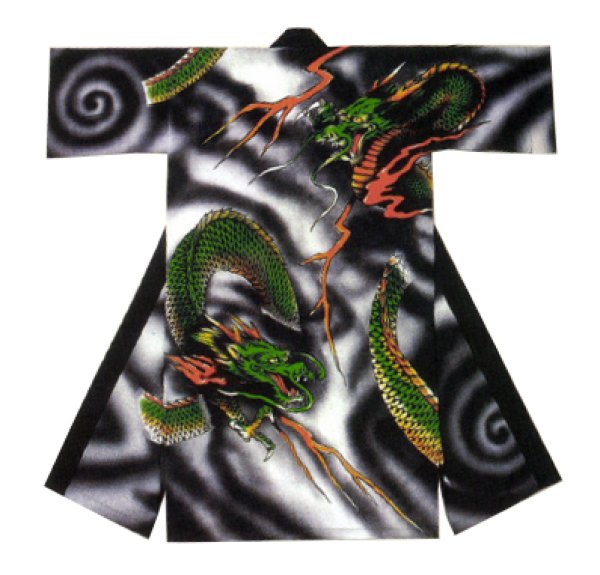 画像3: お祭り ポリ長法被・半纏帯別売 龍 紫系・黒系 (3)