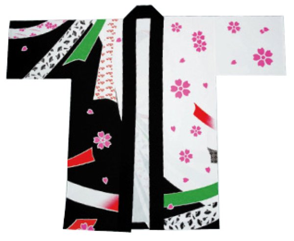 画像2: お祭り長半纏:半纏帯別売【束ね熨斗】 白・黒 (2)