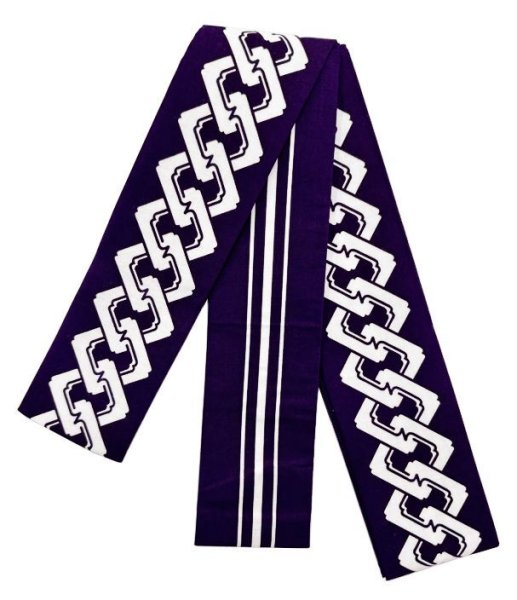 画像3: 芯入り 半纏帯(祭り法被腰紐) 【吉原つなぎ・両子持縞・三升・工字繋ぎ・籠目・獅子毛・左三つ巴】 61095 61096 61097 61098 (3)