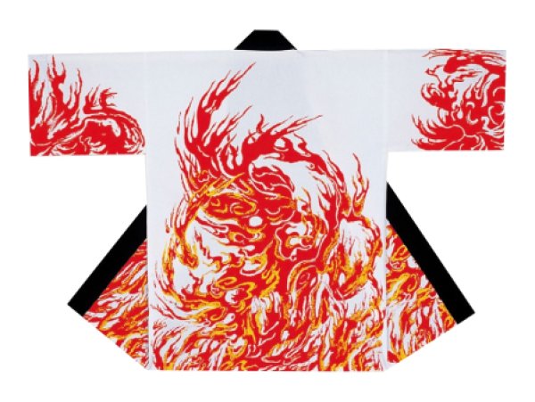 画像2: お祭り法被:半纏帯別売【炎】白地・黒地 (2)