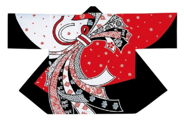 画像2: お祭り法被:半纏帯別売【束ね熨斗】赤黒・青黒 (2)