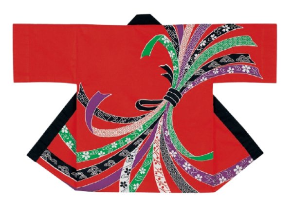 画像2: お祭り法被:半纏帯別売【束ね熨斗】赤・青 (2)