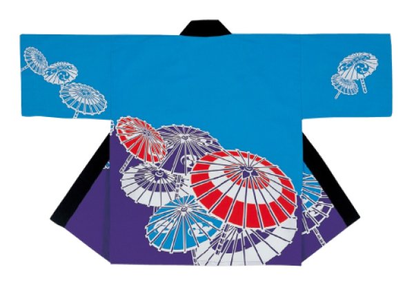 画像3: お祭り法被:半纏帯別売【蛇の目傘】赤黒・ブルー紫 (3)