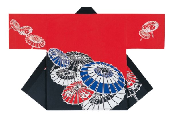 画像2: お祭り法被:半纏帯別売【蛇の目傘】赤黒・ブルー紫 (2)
