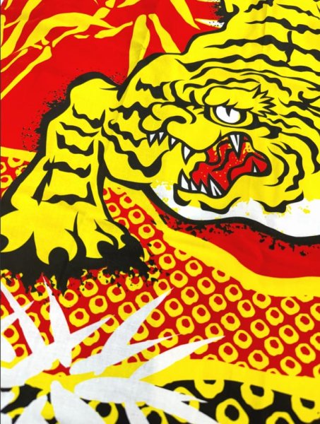 画像4: お祭り法被:半纏帯別売【竹薮に虎】赤系 (4)