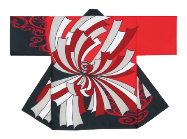 画像3: お祭り法被:半纏帯別売【束ね熨斗】赤黄黒・赤グレー黒 (3)
