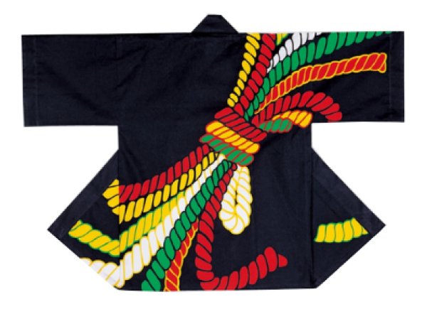 画像2: お祭り法被:半纏帯別売【束ね綱】黒・赤 (2)