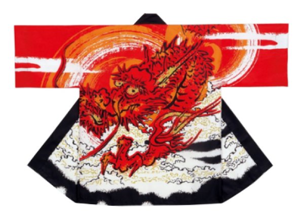 画像6: お祭り法被:半纏帯別売【雲龍】青・赤 (6)