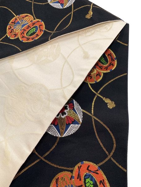 画像10: 女物 多色小袋四寸帯【藤・流線・流水・鼓・鞠】s4451 s4452 s4453 s4454 (10)