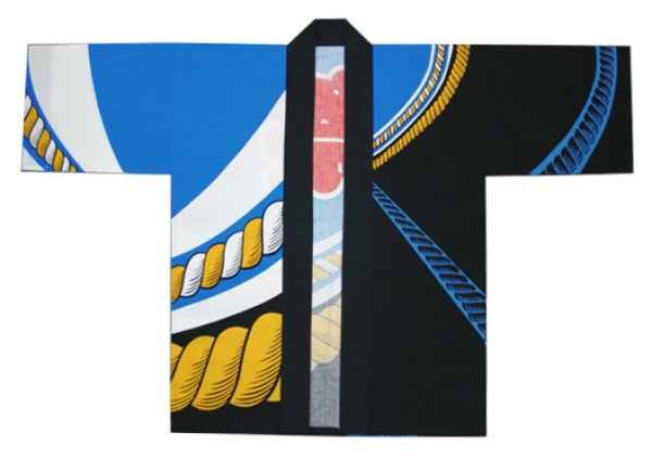 画像2: お祭り法被 【綱に祭】 ブルー・黒 (2)