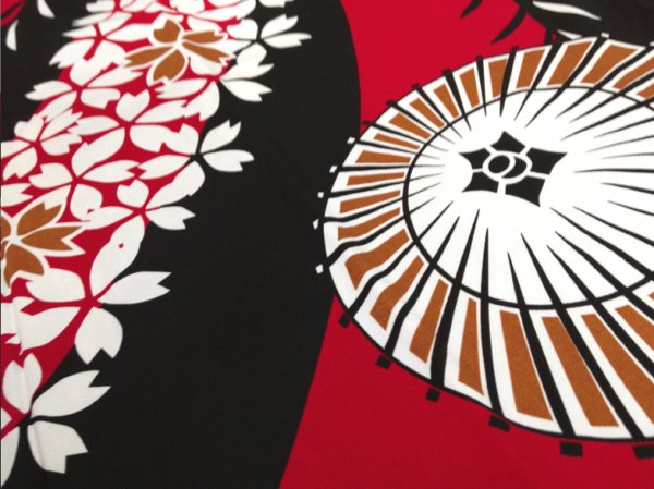 画像4: お祭り法被 【柳・蛇の目傘・桜】 赤・黒 (4)