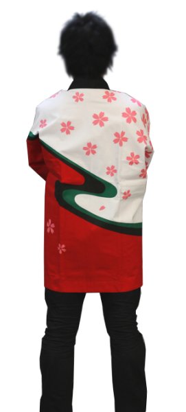 画像3: お祭り法被 【流水桜】 赤・白 (3)