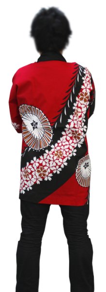 画像3: お祭り法被 【柳・蛇の目傘・桜】 赤・黒 (3)