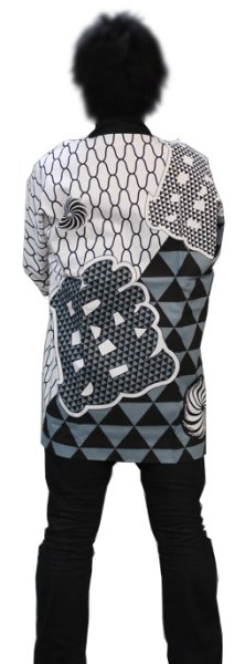 画像3: お祭り法被　【網目・鱗・獅子毛に睦】　白地・ネズ・黒 (3)