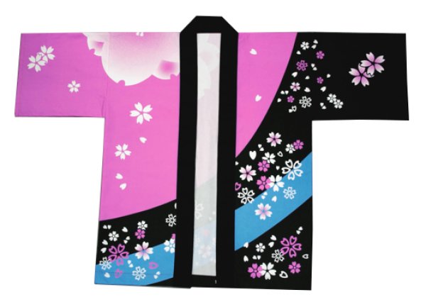 画像2: お祭り法被　人気ナンバー２　【桜】　黒・ピンク (黒系 赤系)花見　春祭　和太鼓法被 (2)