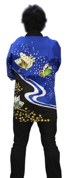 画像8: お祭り法被 【蝶・流水】 黒ピンク (赤系)・黒ブルー(青系) (8)